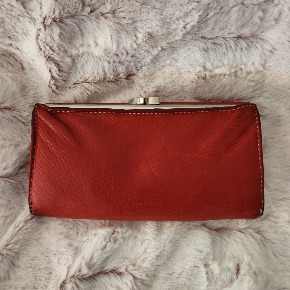 Red Leather Frame Wallet - Women's Clutch